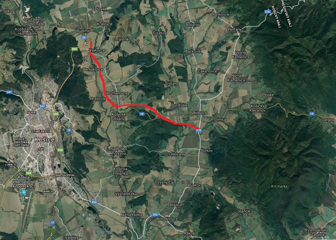 mapa Košice